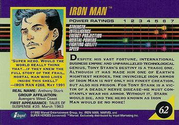 1992 Impel Marvel Universe #62 Iron Man Back