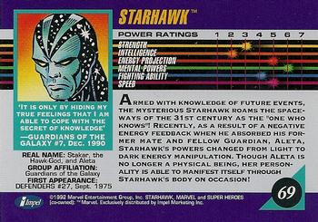 1992 Impel Marvel Universe #69 Starhawk Back
