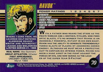 1992 Impel Marvel Universe #70 Havok Back