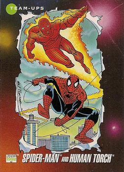1992 Impel Marvel Universe #71 Spider-Man and Human Torch Front