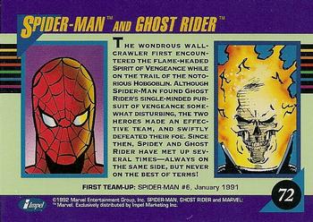 1992 Impel Marvel Universe #72 Spider-Man and Ghost Rider Back
