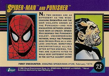 1992 Impel Marvel Universe #73 Spider-Man and Punisher Back