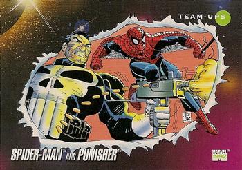 1992 Impel Marvel Universe #73 Spider-Man and Punisher Front