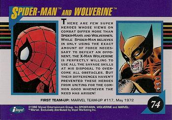1992 Impel Marvel Universe #74 Spider-Man and Wolverine Back