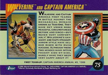 1992 Impel Marvel Universe #75 Wolverine and Captain America Back