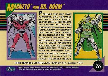 1992 Impel Marvel Universe #78 Magneto and Dr. Doom Back