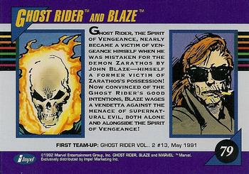 1992 Impel Marvel Universe #79 Ghost Rider and Blaze Back