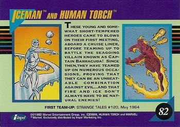 1992 Impel Marvel Universe #82 Iceman and Human Torch Back
