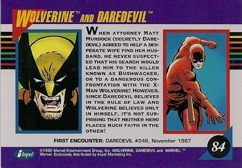 1992 Impel Marvel Universe #84 Wolverine and Daredevil Back