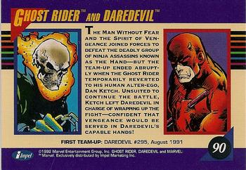 1992 Impel Marvel Universe #90 Ghost Rider and Daredevil Back