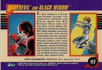 1992 Impel Marvel Universe #93 Daredevil and Black Widow Back
