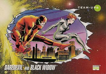 1992 Impel Marvel Universe #93 Daredevil and Black Widow Front