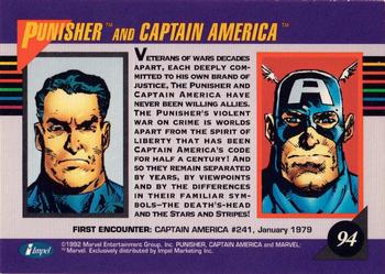 1992 Impel Marvel Universe #94 Punisher and Captain America Back