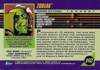 1992 Impel Marvel Universe #102 Zodiak Back