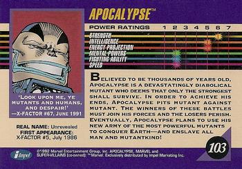 1992 Impel Marvel Universe #103 Apocalypse Back