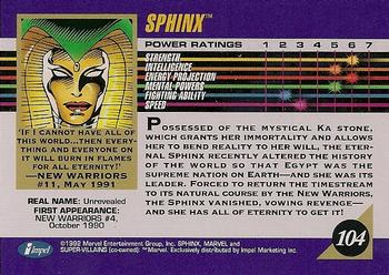 1992 Impel Marvel Universe #104 Sphinx Back