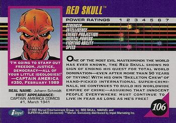 1992 Impel Marvel Universe #106 Red Skull Back