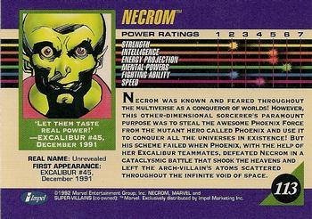 1992 Impel Marvel Universe #113 Necrom Back