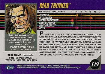 1992 Impel Marvel Universe #119 Mad Thinker Back