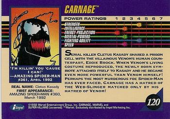 1992 Impel Marvel Universe #120 Carnage Back