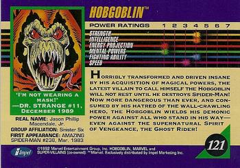 1992 Impel Marvel Universe #121 Hobgoblin Back