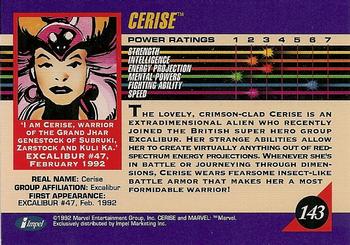 1992 Impel Marvel Universe #143 Cerise Back