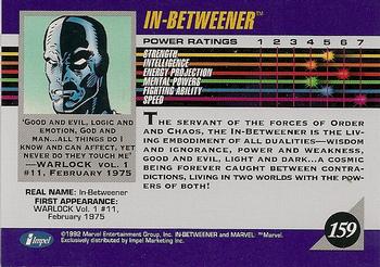 1992 Impel Marvel Universe #159 In-Betweener Back
