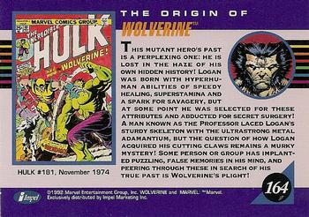 1992 Impel Marvel Universe #164 Wolverine Back