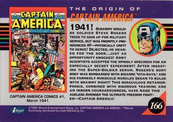 1992 Impel Marvel Universe #166 Captain America Back