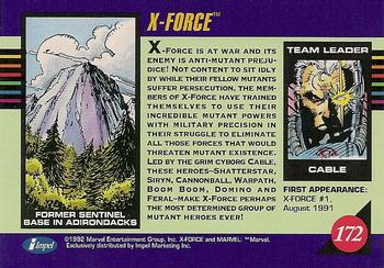 1992 Impel Marvel Universe #172 X-Force Back