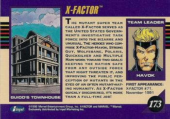 1992 Impel Marvel Universe #173 X-Factor Back