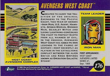 1992 Impel Marvel Universe #176 Avengers West Coast Back
