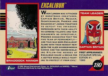 1992 Impel Marvel Universe #180 Excalibur Back