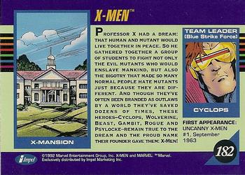1992 Impel Marvel Universe #182 X-Men (Blue) Back