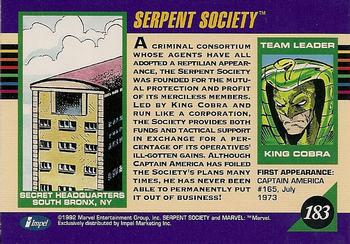 1992 Impel Marvel Universe #183 Serpent Society Back