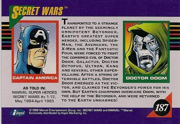 1992 Impel Marvel Universe #187 Secret Wars Back