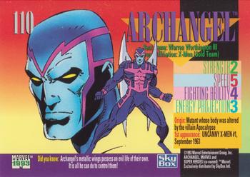 1993 SkyBox Marvel Universe #110 Archangel Back