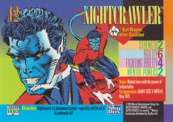 1993 SkyBox Marvel Universe #42 Nightcrawler Back