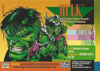 1993 SkyBox Marvel Universe #1 Hulk Back