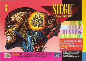 1993 SkyBox Marvel Universe #3 Siege Back