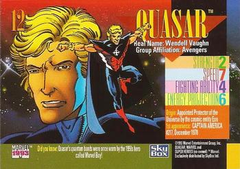 1993 SkyBox Marvel Universe #12 Quasar Back