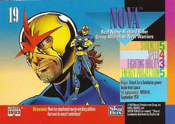 1993 SkyBox Marvel Universe #19 Nova Back