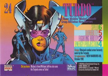 1993 SkyBox Marvel Universe #24 Turbo Back