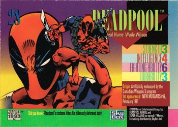 1993 SkyBox Marvel Universe #28 Deadpool Back