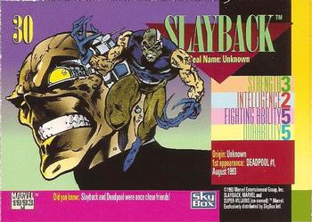 1993 SkyBox Marvel Universe #30 Slayback Back