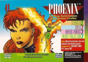 1993 SkyBox Marvel Universe #41 Phoenix Back