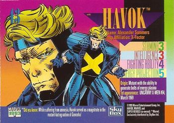 1993 SkyBox Marvel Universe #43 Havok Back