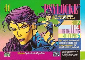 1993 SkyBox Marvel Universe #44 Psylocke Back