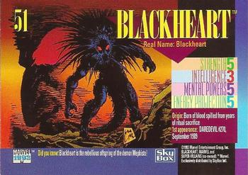 1993 SkyBox Marvel Universe #51 Blackheart Back