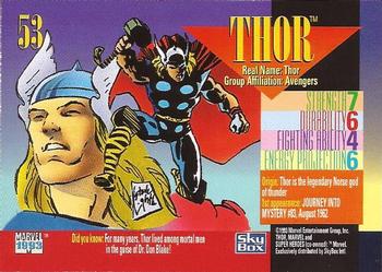 1993 SkyBox Marvel Universe #53 Thor Back